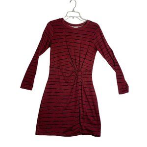 Just Be Women's Size Small Red Black Striped L/S Dress Stretchy